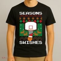 Basketball Player Ugly Christmas Sweater Seasons Swishes T-Shirt thumb 3