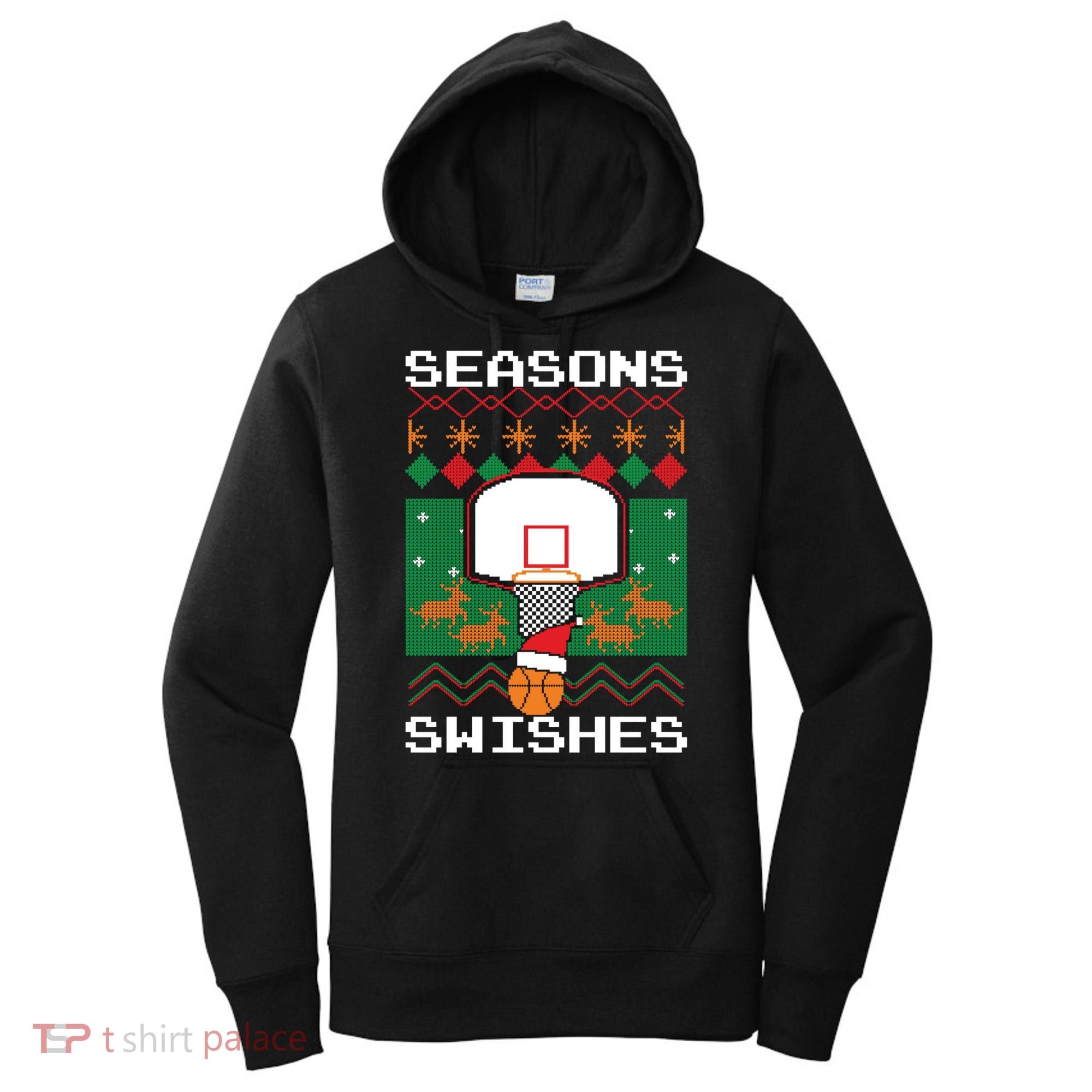 Basketball Player Ugly Christmas Sweater Seasons Swishes Women's Hoodie