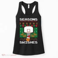Basketball Player Ugly Christmas Sweater Seasons Swishes Women's Tank Top thumb 0
