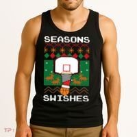 Basketball Player Ugly Christmas Sweater Seasons Swishes Tank Top thumb 3