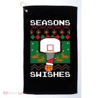 Basketball Player Ugly Christmas Sweater Seasons Swishes Golf Towel thumb 0