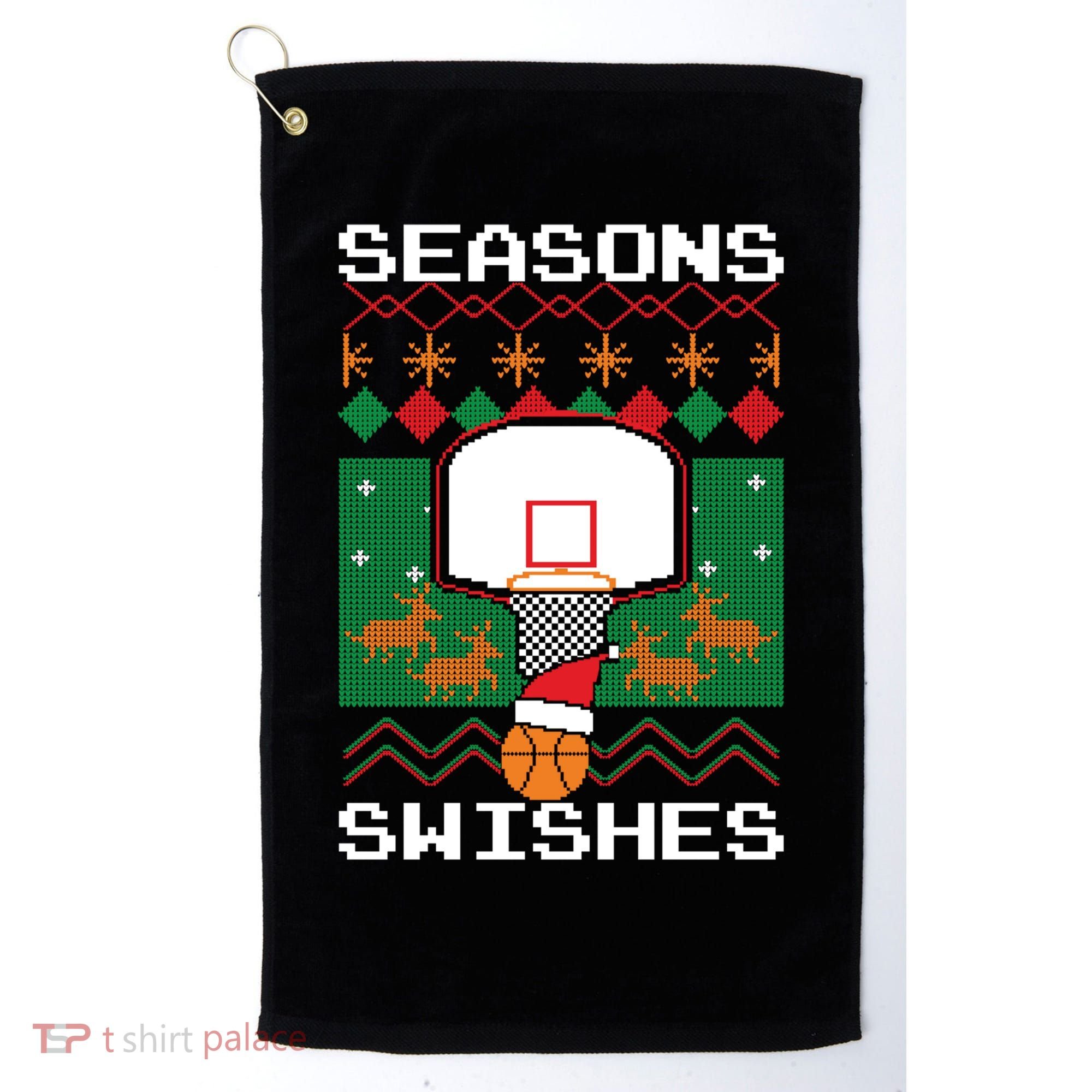 Basketball Player Ugly Christmas Sweater Seasons Swishes Golf Towel