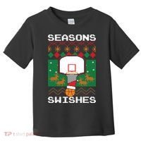 Basketball Player Ugly Christmas Sweater Seasons Swishes Toddler T-Shirt thumb 0