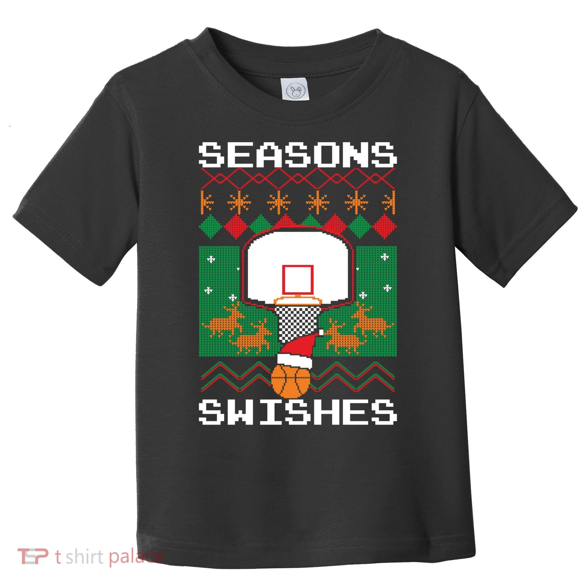 Basketball Player Ugly Christmas Sweater Seasons Swishes Toddler T-Shirt