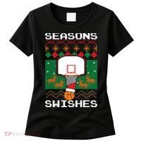 Basketball Player Ugly Christmas Sweater Seasons Swishes Women's T-Shirt thumb 0