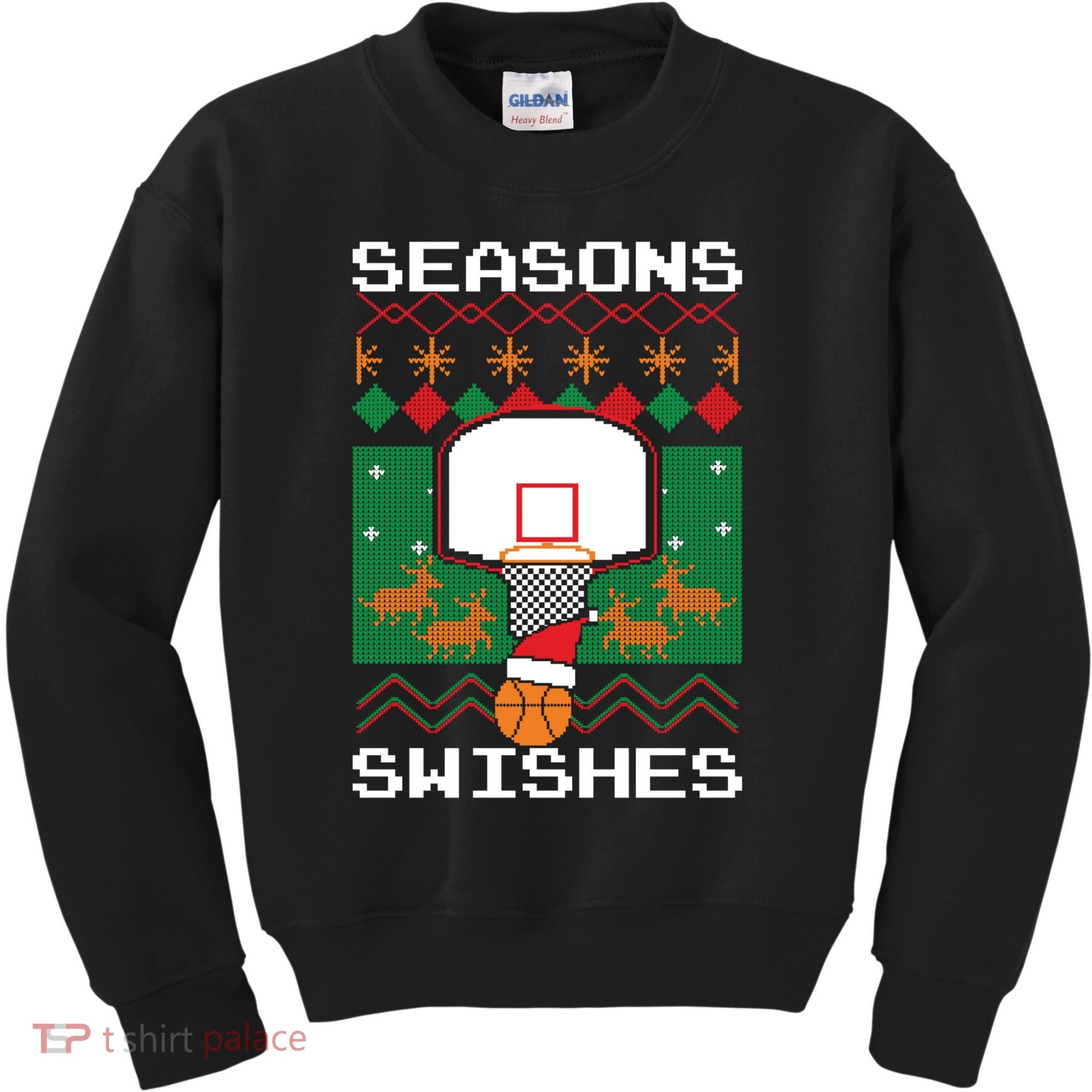 Basketball Player Ugly Christmas Sweater Seasons Swishes Kids Sweatshirt