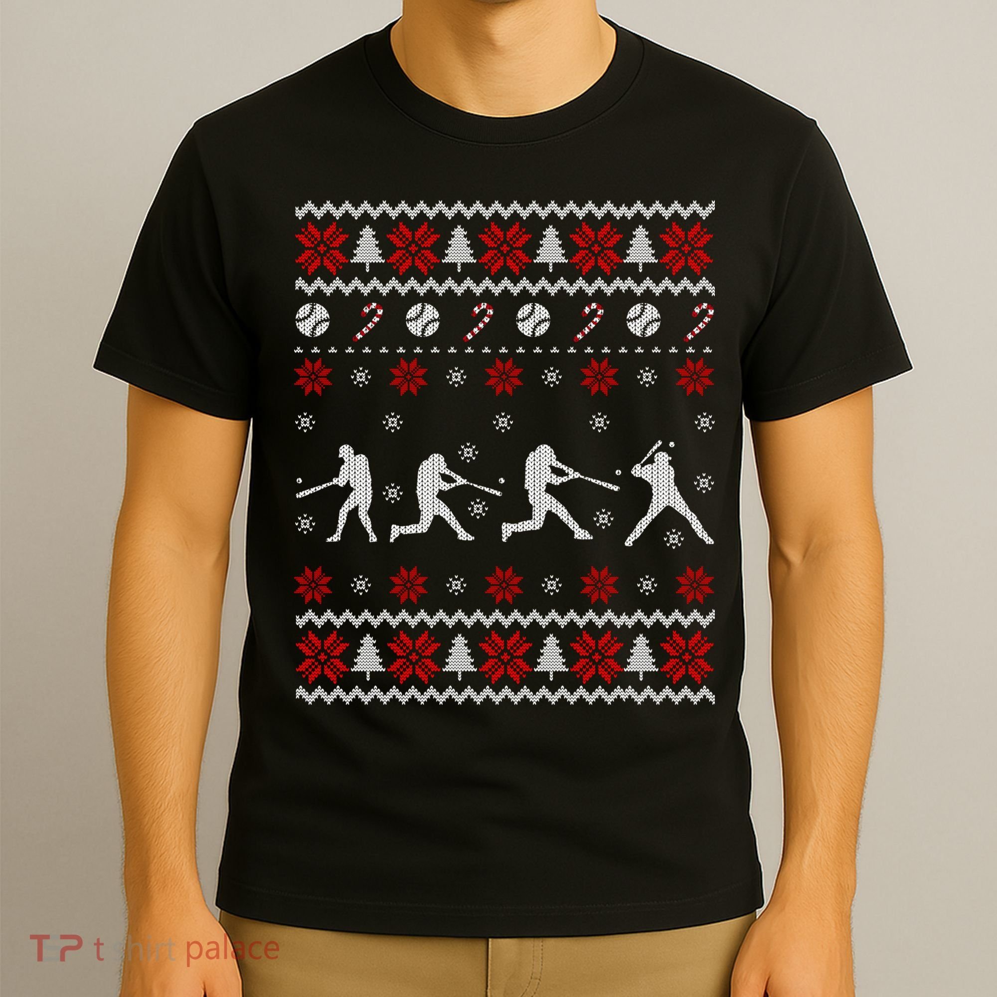 Baseball Players Ugly Christmas Sweater Xmas Gift T-Shirt