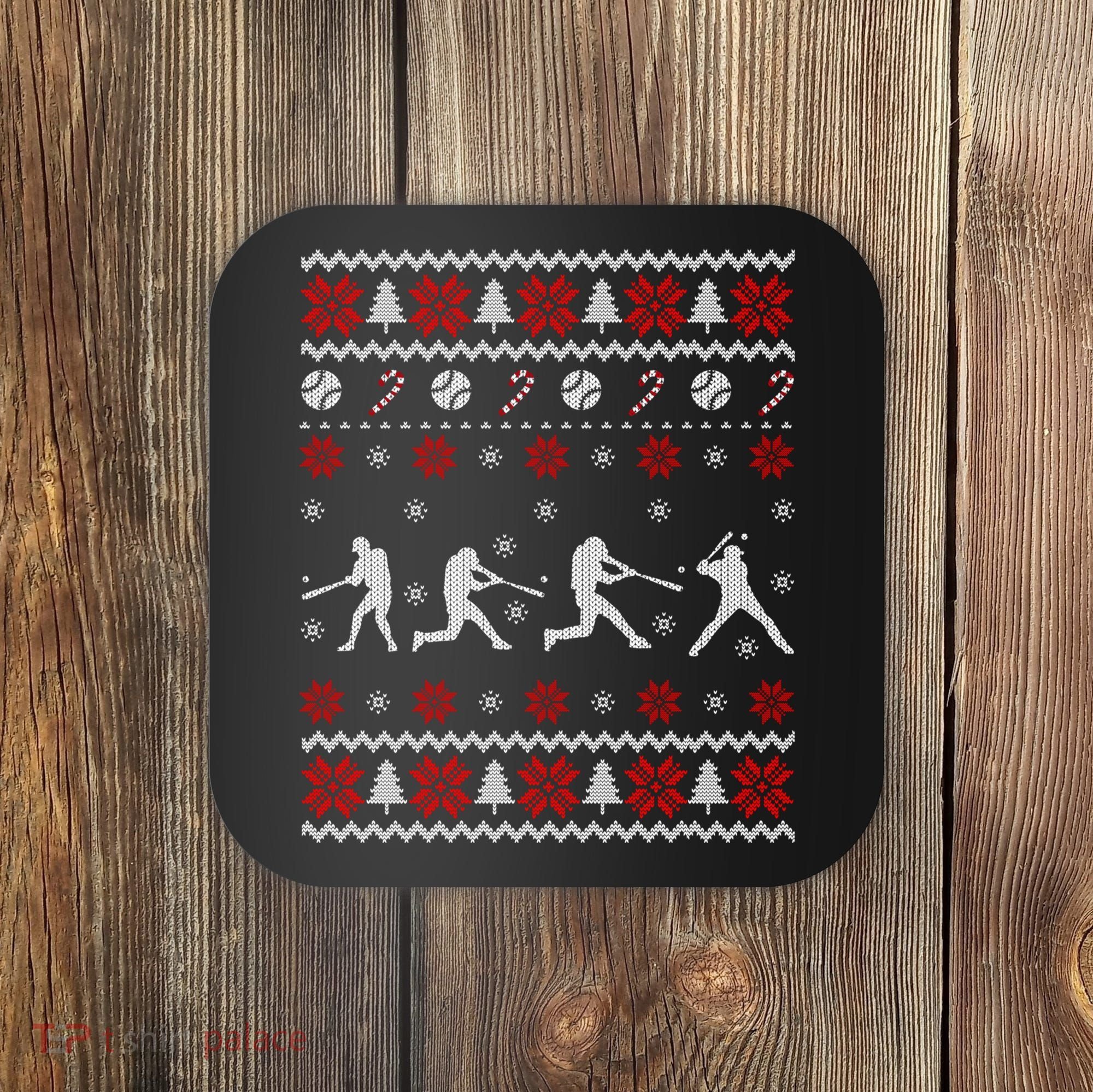 Baseball Players Ugly Christmas Sweater Xmas Gift Coaster