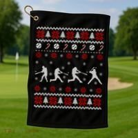 Baseball Players Ugly Christmas Sweater Xmas Gift Golf Towel thumb 1