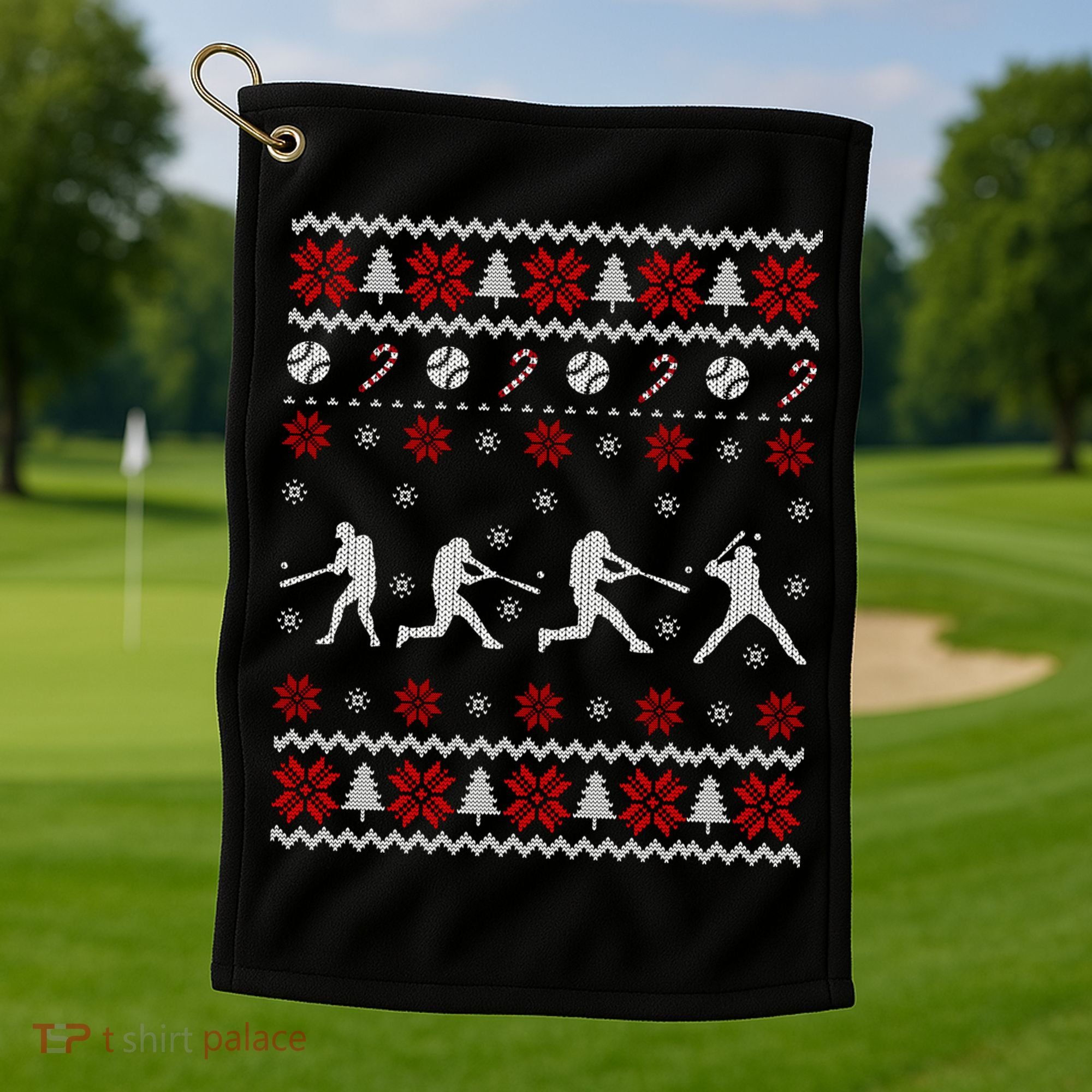 Baseball Players Ugly Christmas Sweater Xmas Gift Golf Towel