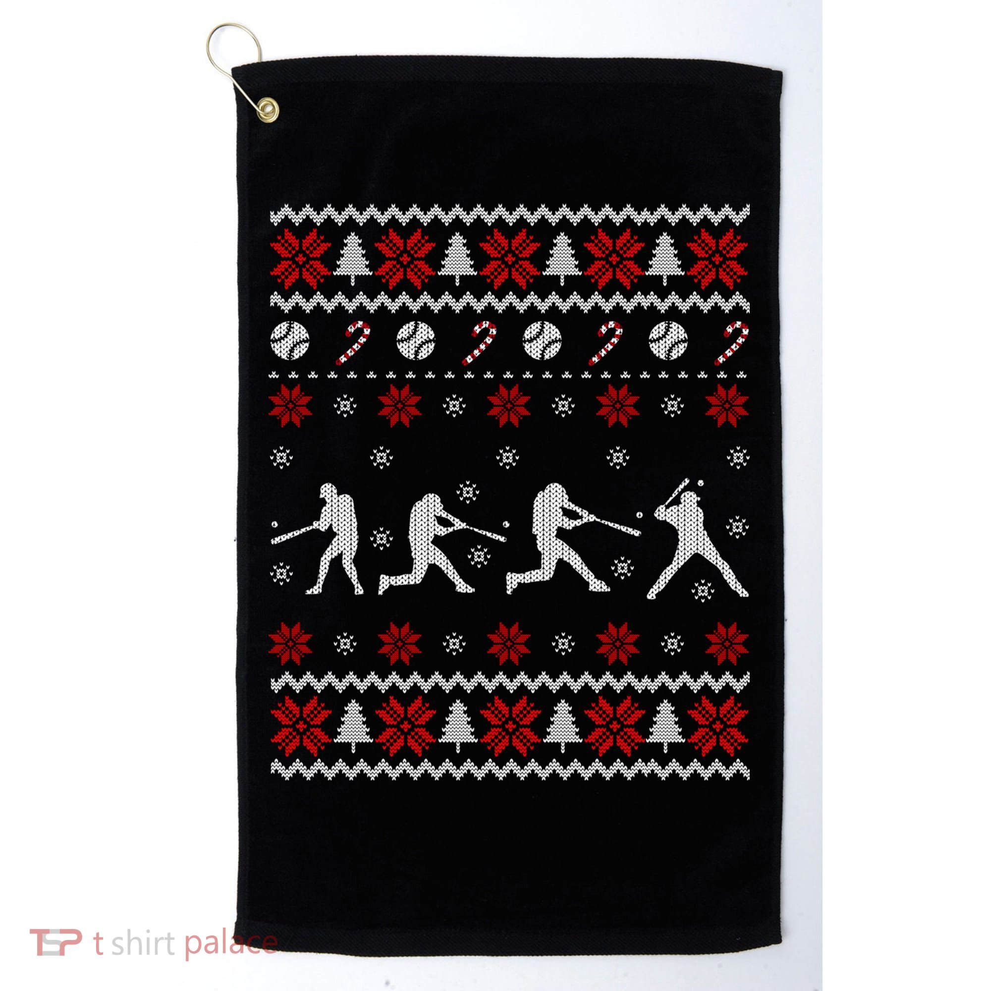 Baseball Players Ugly Christmas Sweater Xmas Gift Golf Towel