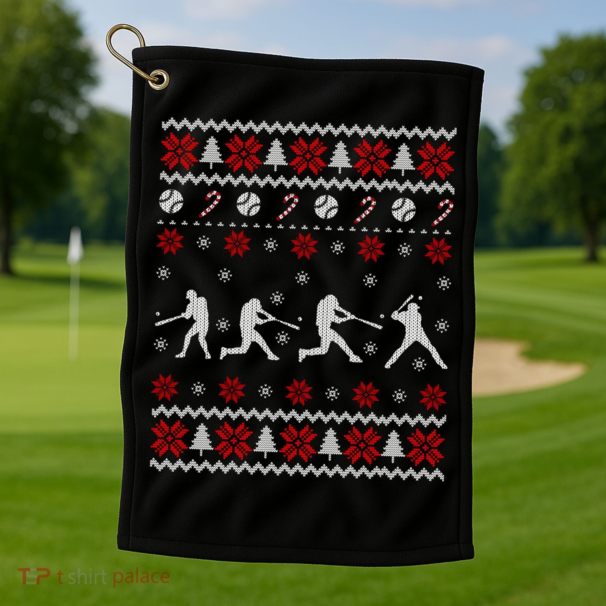 Baseball Players Ugly Christmas Sweater Xmas Gift Golf Towel