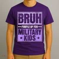 Bruh Purple Up For Military Month Military Child Month T-Shirt thumb 3