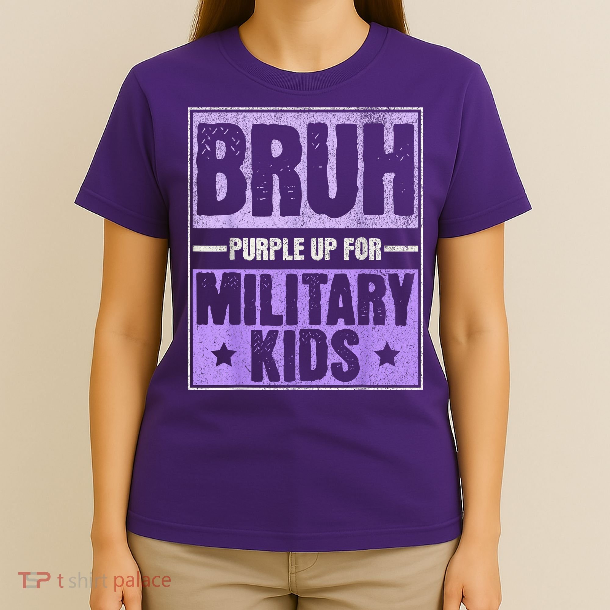 Bruh Purple Up For Military Month Military Child Month T-Shirt