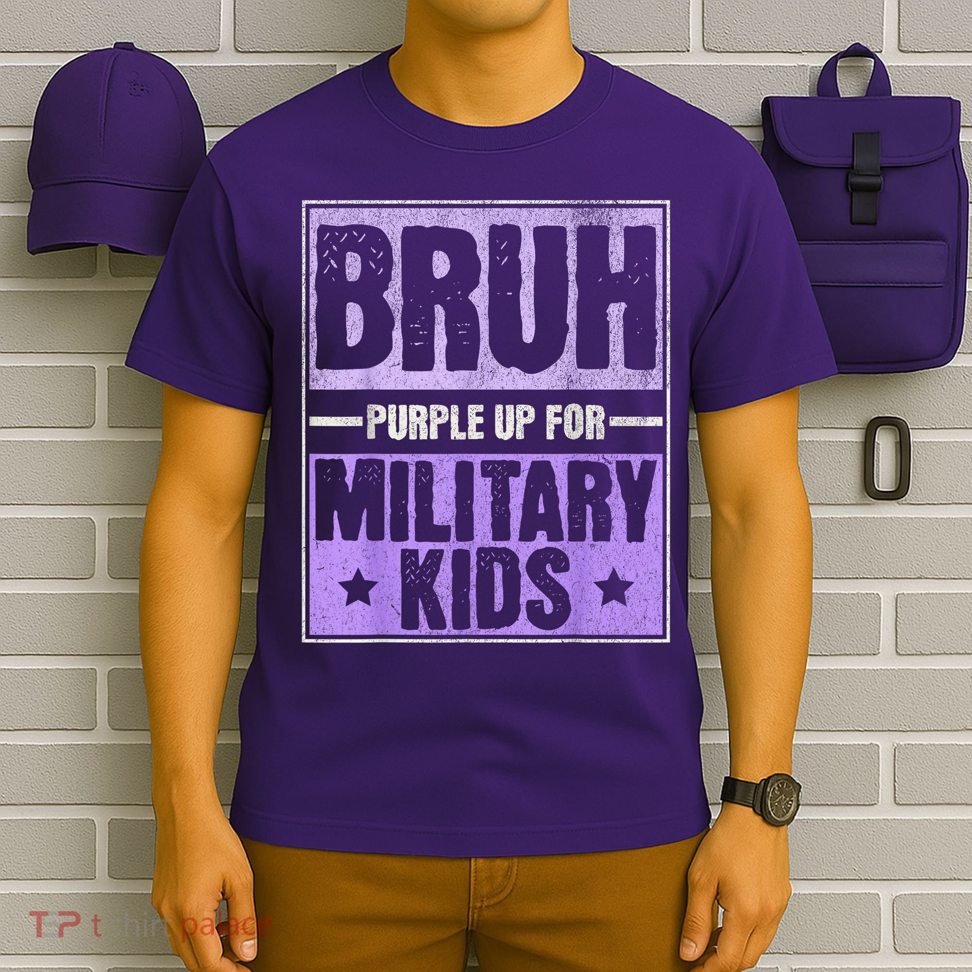 Bruh Purple Up For Military Month Military Child Month T-Shirt