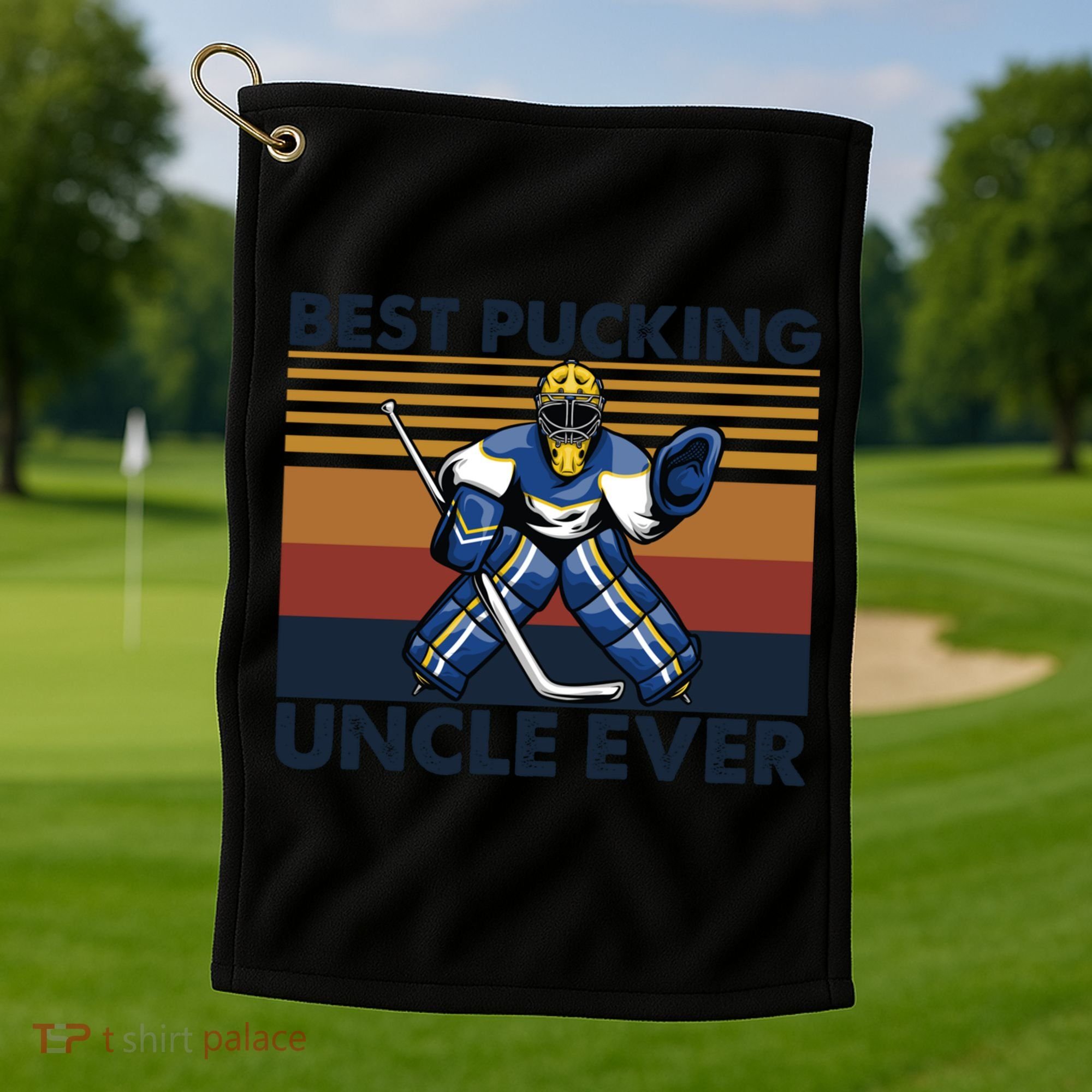 Best Pucking Uncle Ever Funny Hockey Uncle Saying Gift Golf Towel