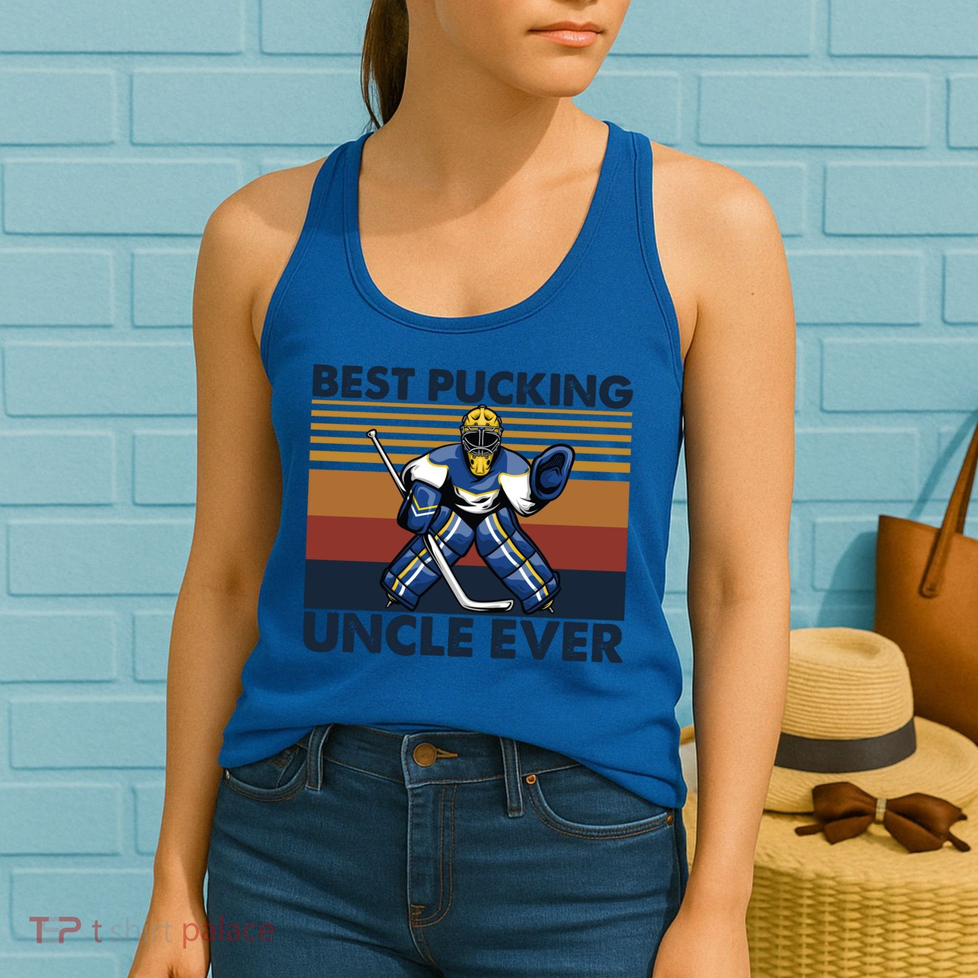 Best Pucking Uncle Ever Funny Hockey Uncle Saying Gift Women's Tank Top
