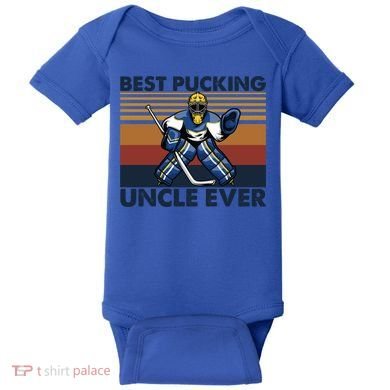 Best Pucking Uncle Ever Funny Hockey Uncle Saying Gift Baby Bodysuit