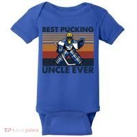 Best Pucking Uncle Ever Funny Hockey Uncle Saying Gift Baby Bodysuit thumb 0