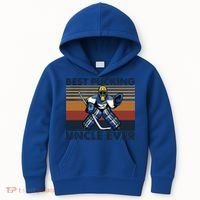 Best Pucking Uncle Ever Funny Hockey Uncle Saying Gift Kids Hoodie thumb 0