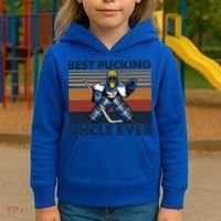 Best Pucking Uncle Ever Funny Hockey Uncle Saying Gift Kids Hoodie thumb 3