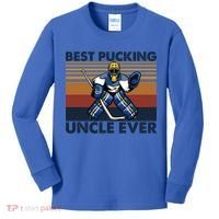 Best Pucking Uncle Ever Funny Hockey Uncle Saying Gift Kids Long Sleeve Shirt thumb 0