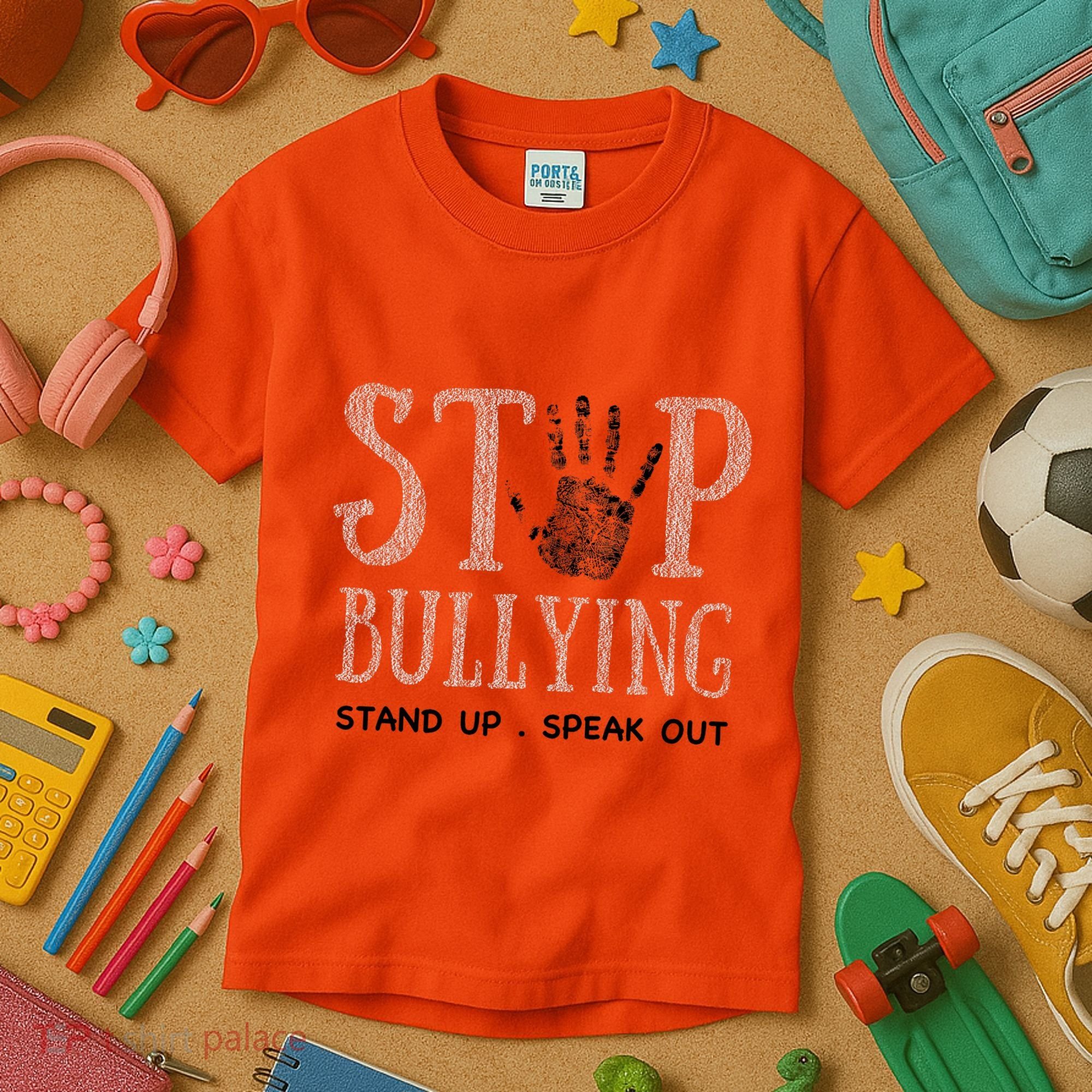 Bullying Prevention Unity Day Orange Peace Love Respect Kids T-Shirt