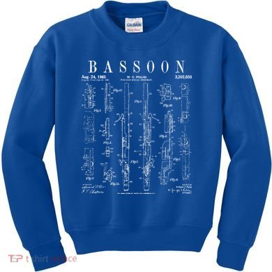 Bassoon Player Vintage Patent Bassoonist Drawing Print Kids Sweatshirt