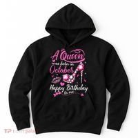 Black Queens Are Born In October Women Birthday Gift Hoodie thumb 0