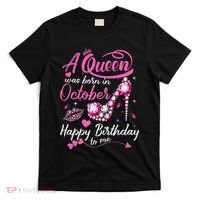 Black Queens Are Born In October Women Birthday Gift T-Shirt thumb 0