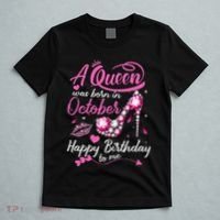 Black Queens Are Born In October Women Birthday Gift T-Shirt thumb 5