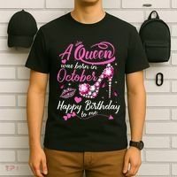 Black Queens Are Born In October Women Birthday Gift T-Shirt thumb 6