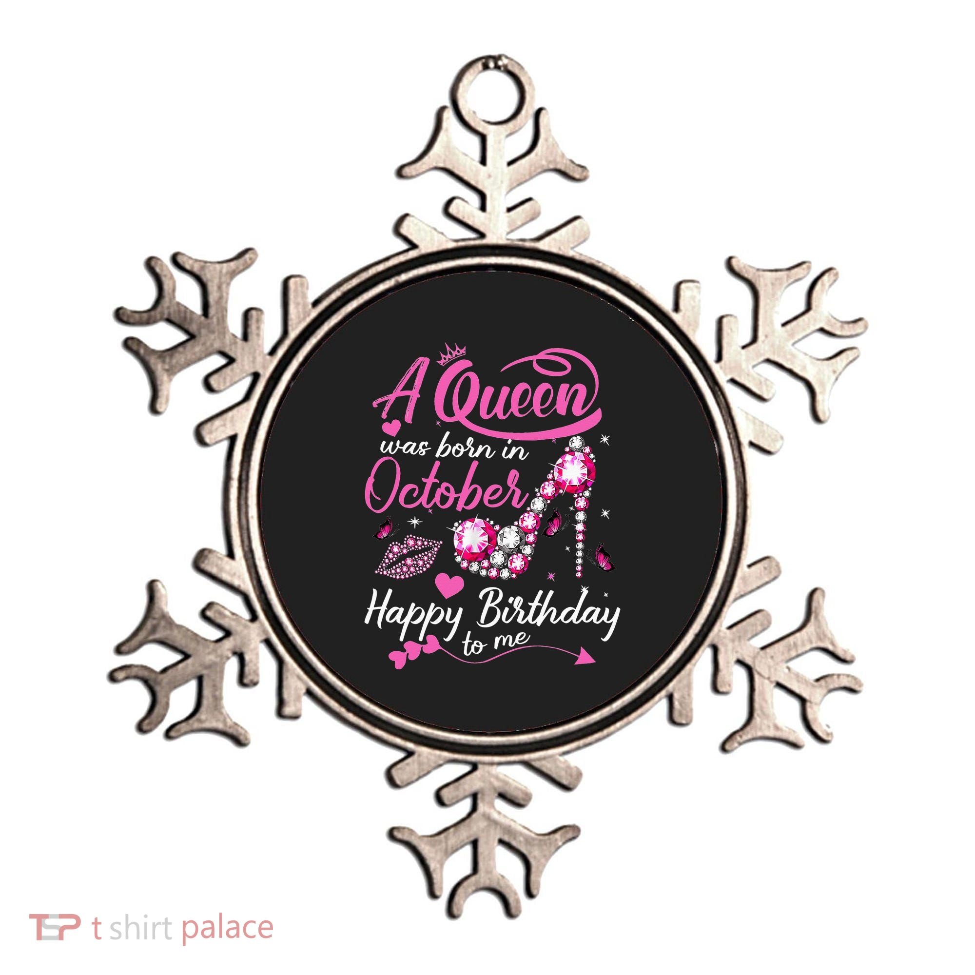 Black Queens Are Born In October Women Birthday Gift Ornament