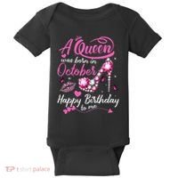 Black Queens Are Born In October Women Birthday Gift Baby Bodysuit thumb 0