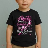Black Queens Are Born In October Women Birthday Gift Toddler T-Shirt thumb 2