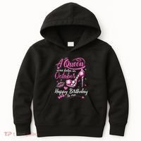 Black Queens Are Born In October Women Birthday Gift Kids Hoodie thumb 0