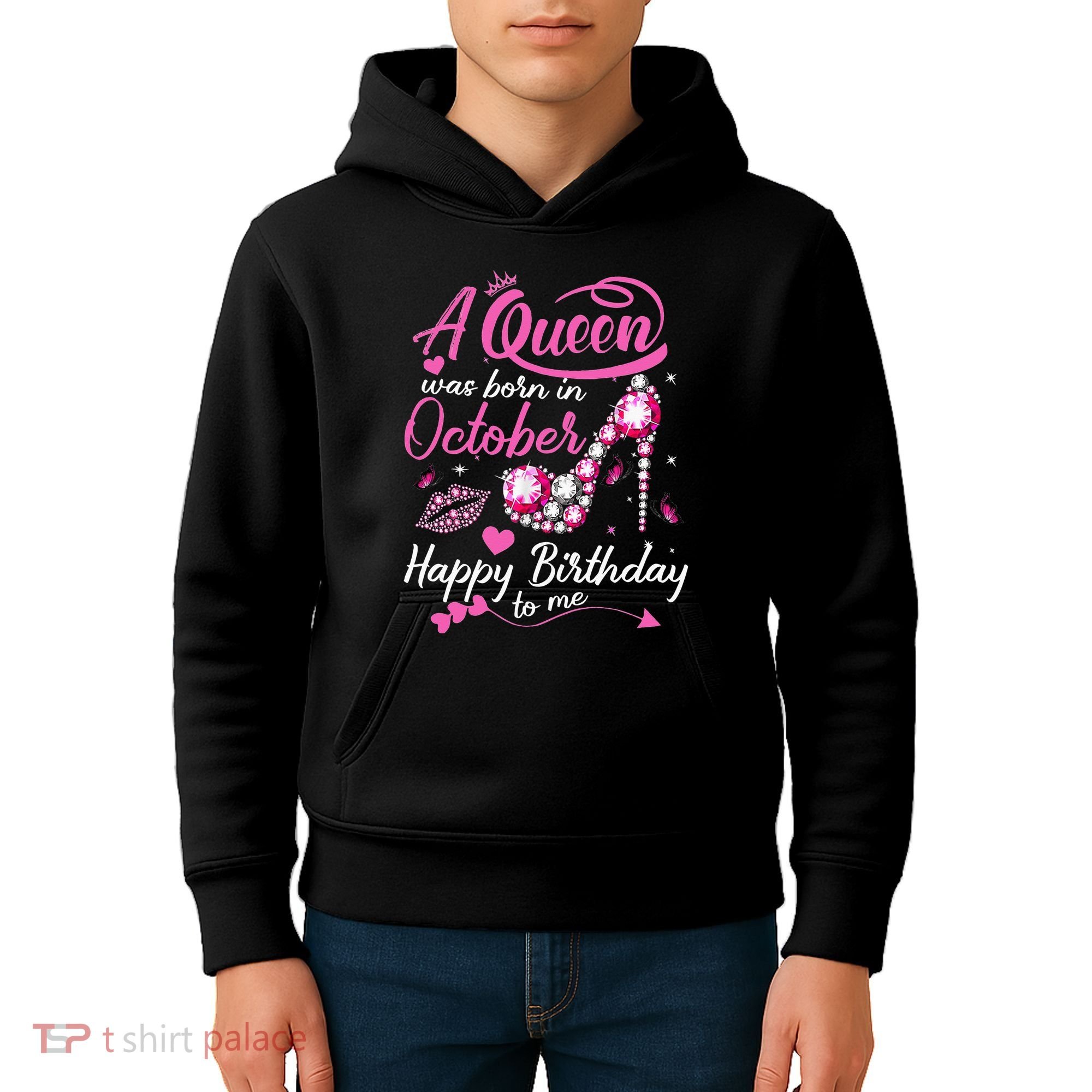 Black Queens Are Born In October Women Birthday Gift Kids Hoodie