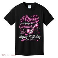 Black Queens Are Born In October Women Birthday Gift Kids T-Shirt thumb 0