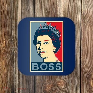 Boss Queen Elizabeth Retro Vintage Coaster