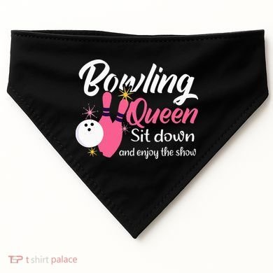 Bowling Queen, Funny Bowling USA-Made Doggie Bandana