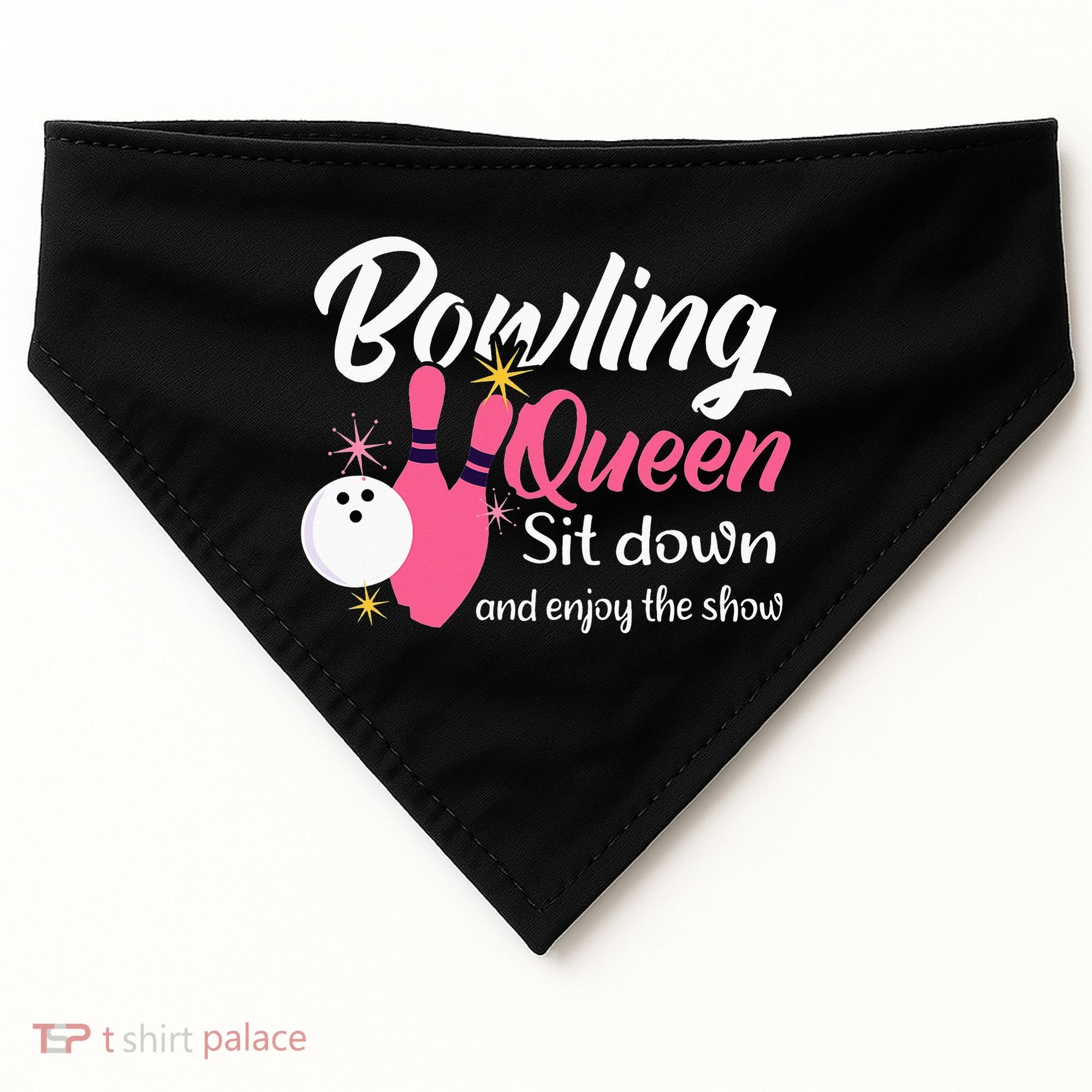 Bowling Queen, Funny Bowling USA-Made Doggie Bandana