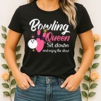 Bowling Queen, Funny Bowling Women's T-Shirt thumb 2