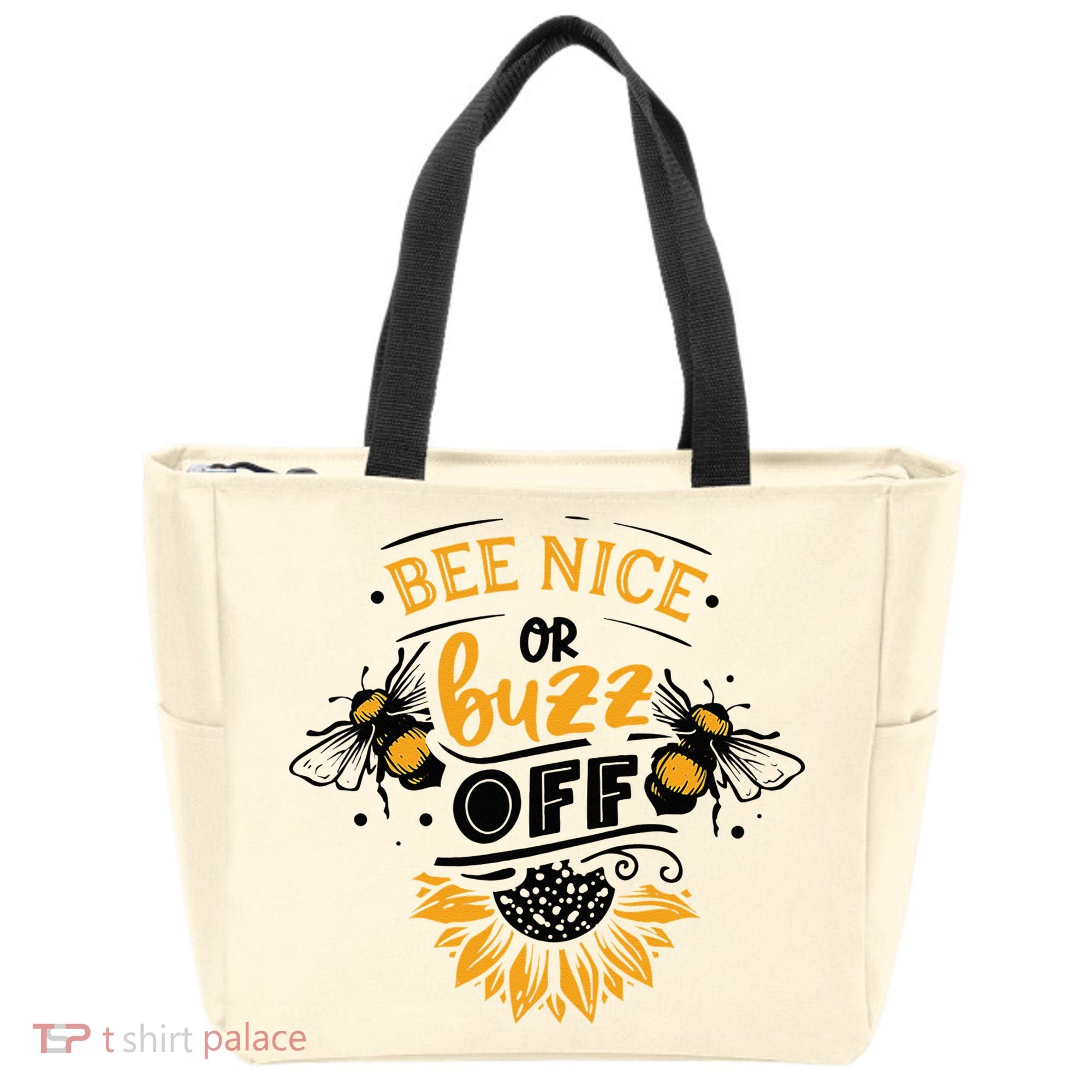 Beekeeper Quote Honey Bee Quote Bee Nice Or Buzz Off Tote Bag