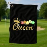 Bingo Queen Lucky Bingo Grandma Gambling Mothers Day Golf Towel thumb 1