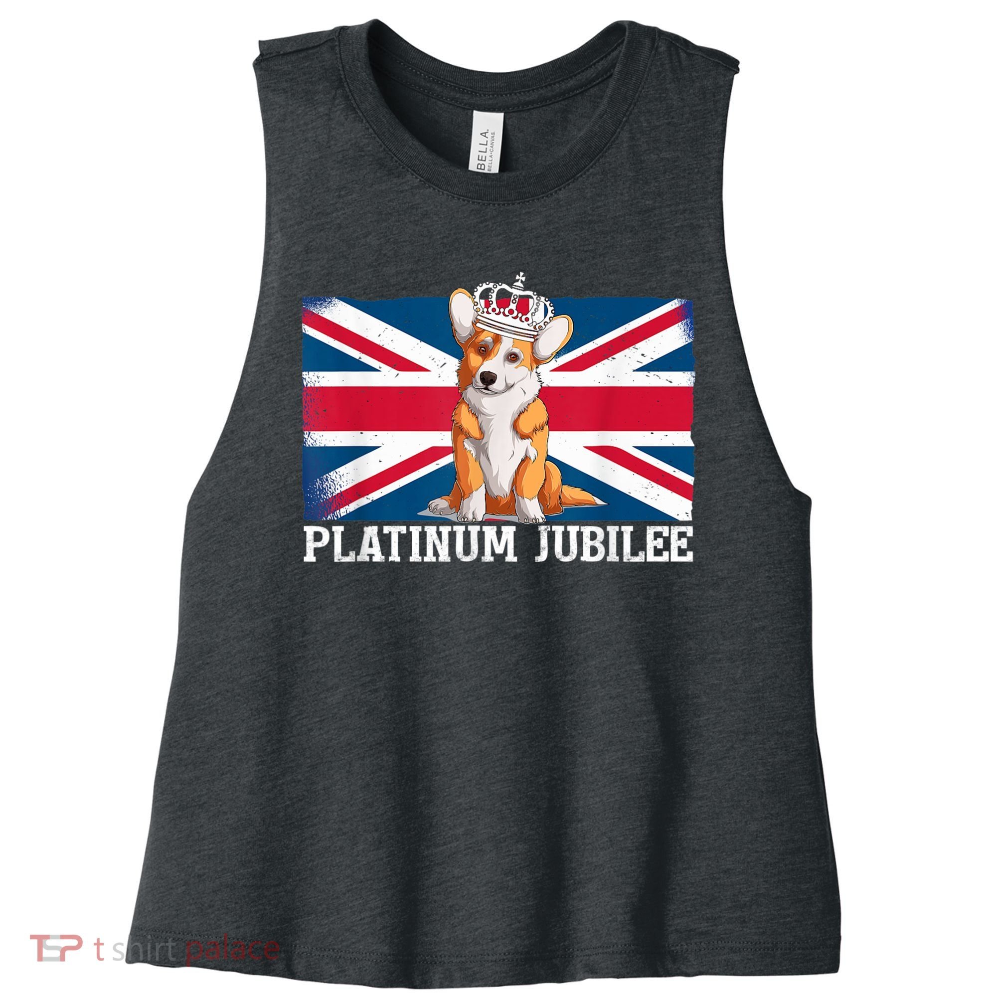 British Queen Monarchy Platinum Jubilee 70th Anniversary Women's Racerback Cropped Tank