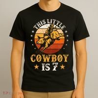 Bull Riding 7th Birthday 7 Year Old Western Cowboy Rodeo T-Shirt thumb 3