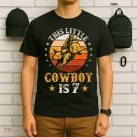 Bull Riding 7th Birthday 7 Year Old Western Cowboy Rodeo T-Shirt thumb 6
