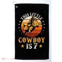 Bull Riding 7th Birthday 7 Year Old Western Cowboy Rodeo Golf Towel thumb 0