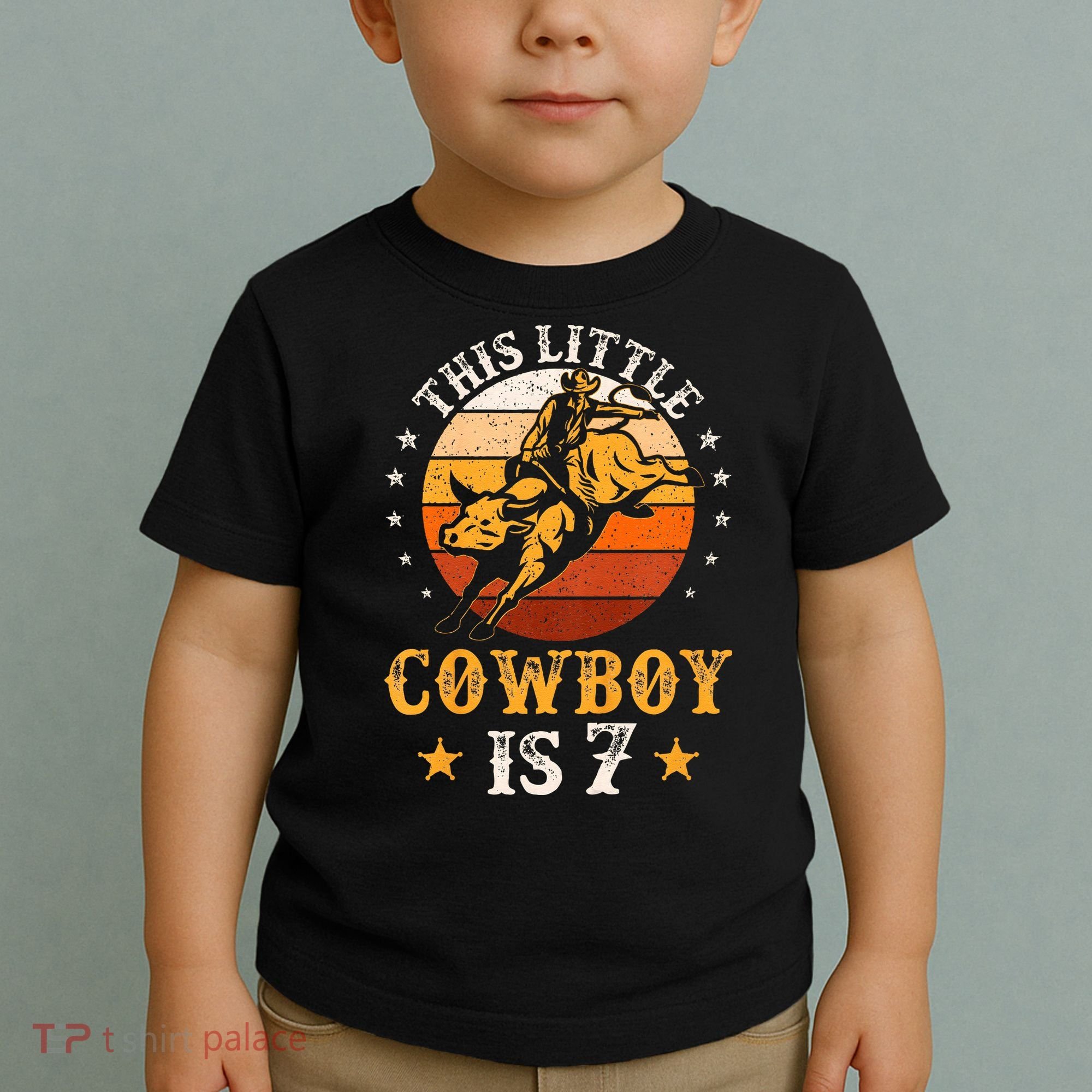 Bull Riding 7th Birthday 7 Year Old Western Cowboy Rodeo Toddler T-Shirt