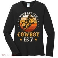 Bull Riding 7th Birthday 7 Year Old Western Cowboy Rodeo Women's Long Sleeve Shirt thumb 0
